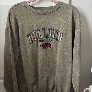 Vintage Olive Holland Michigan Bear Crewneck Sweater